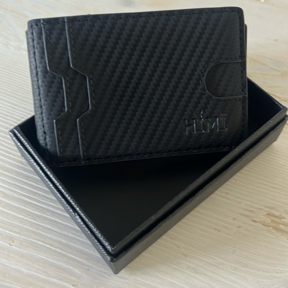 Himi RFID blocking wallet for men black leather NEW in box
